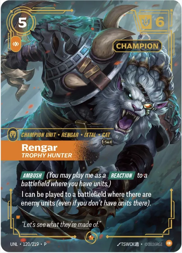Rengar - Trophy Hunter (Unleashed May 2026 Summoner Skirmish Champion Promo)