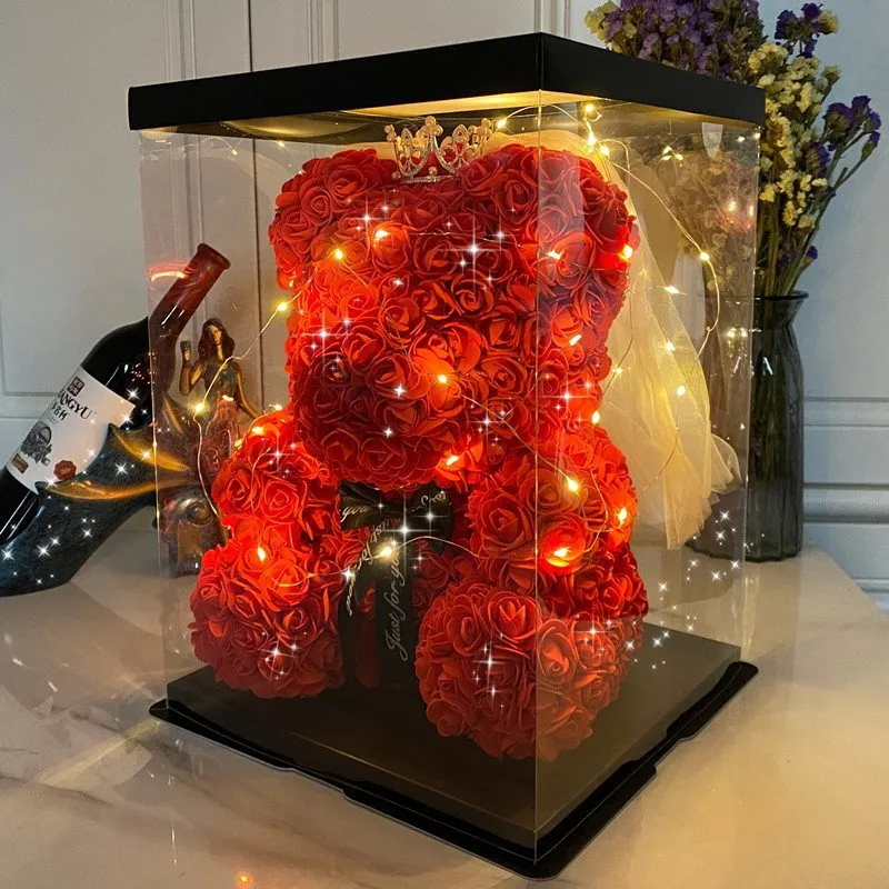 장미꽃 LED 곰인형