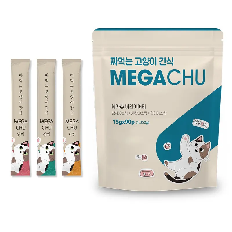 메가츄 짜먹는 고양이 간식 츄 90스틱