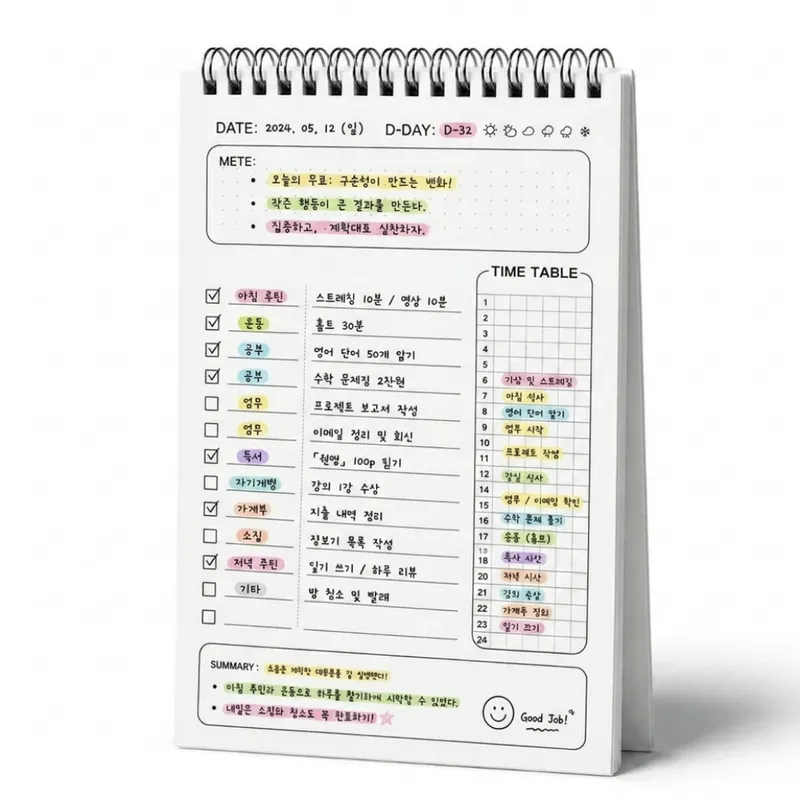 라이프팁스 타임 데일리 스터디 플래너 화이트 1개