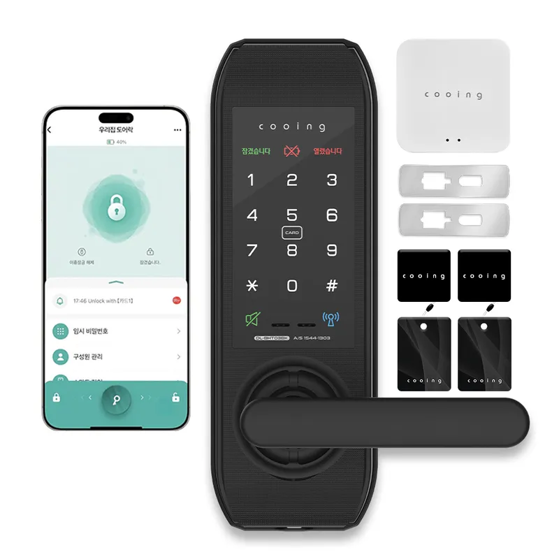 쿠잉전자 IoT 원격제어 스마트도어락 DL-BHT03BK 세트
