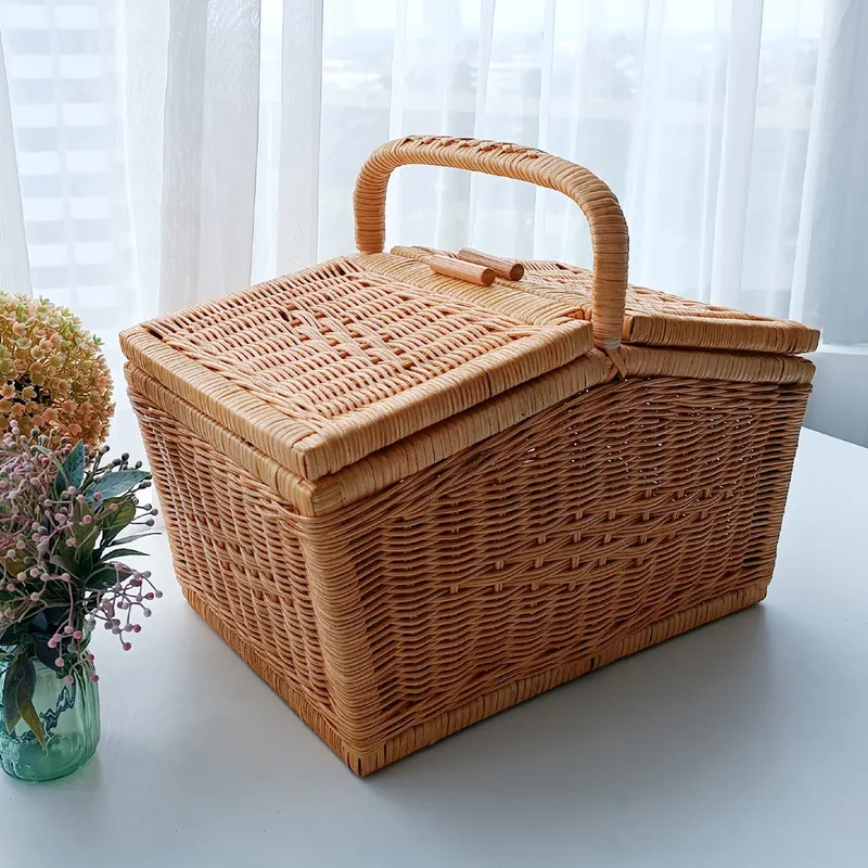 메종인다라탄샵 고급 등나무 클래식 라탄 피크닉 바구니 N022N