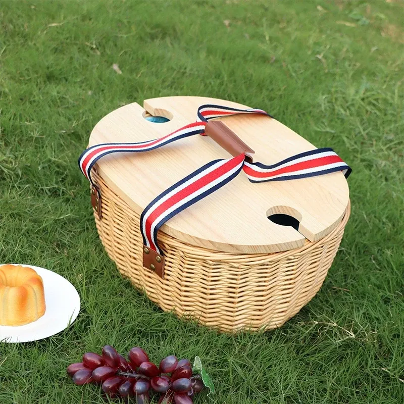 리틀보트 천연라탄 보냉 피크닉 바구니 접이식 테이블 세트