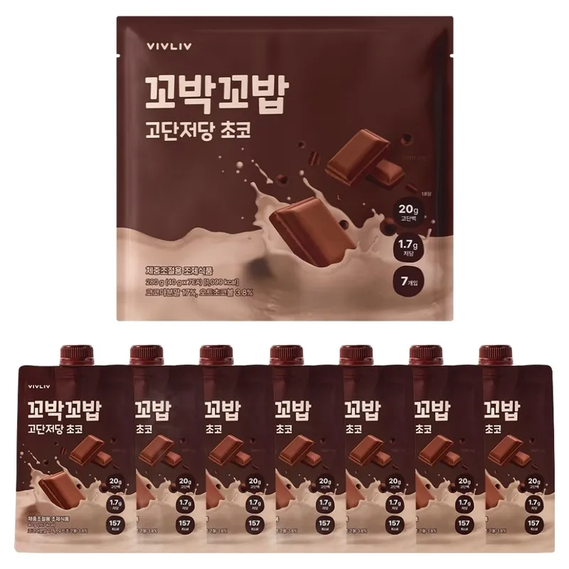 꼬박꼬밥 고단저당 단백질 쉐이크 초코맛 7p