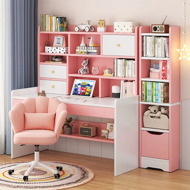 학생 공부 책상 책장 세트 홈오피스 수납책상 핑크