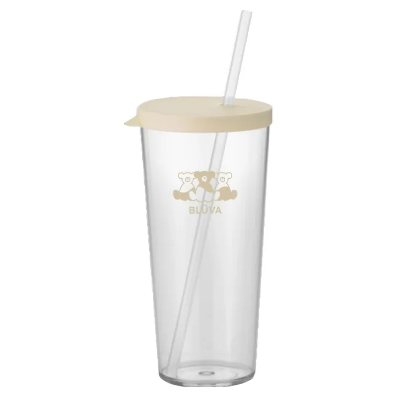 블루바 트라이탄 투명 심플 빨대 텀블러