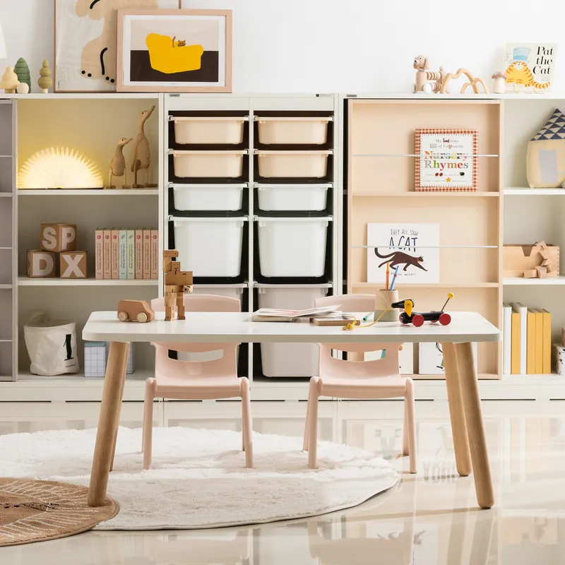 리바트 꼼므 어린이 책상 의자 세트 베이지