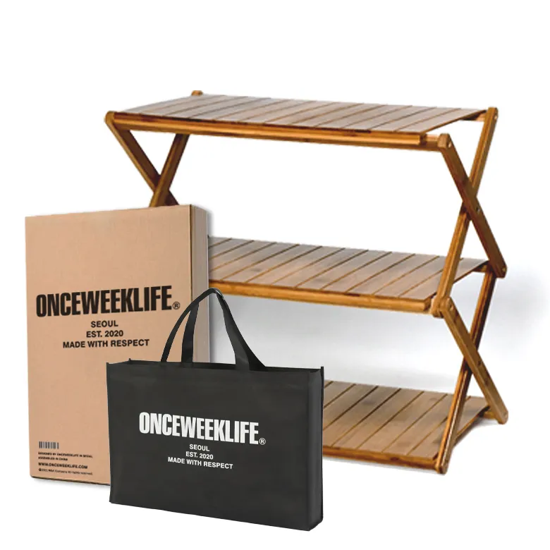 원스위크라이프 접이식 우드 캠핑 선반 3단