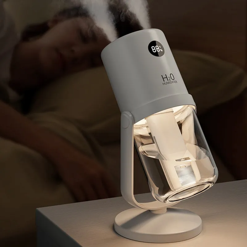 듀얼미스트 360도 회전 무소음 무드등 휴대용 가습기