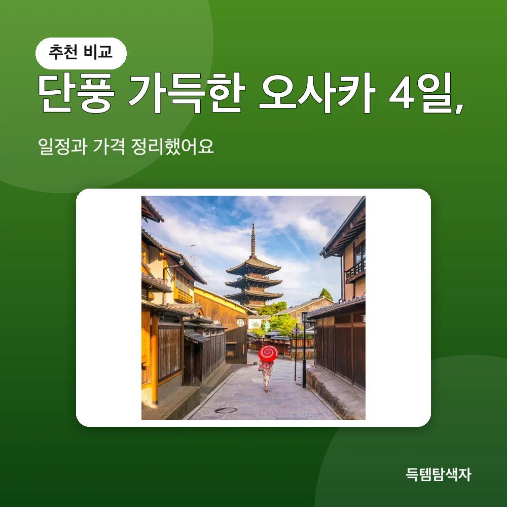 단풍 가득한 오사카 4일, 추천 비교