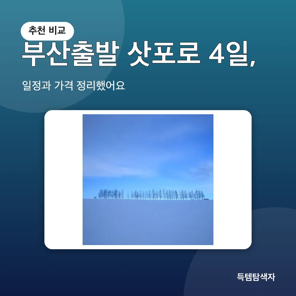 부산출발 삿포로 4일, 추천 비교