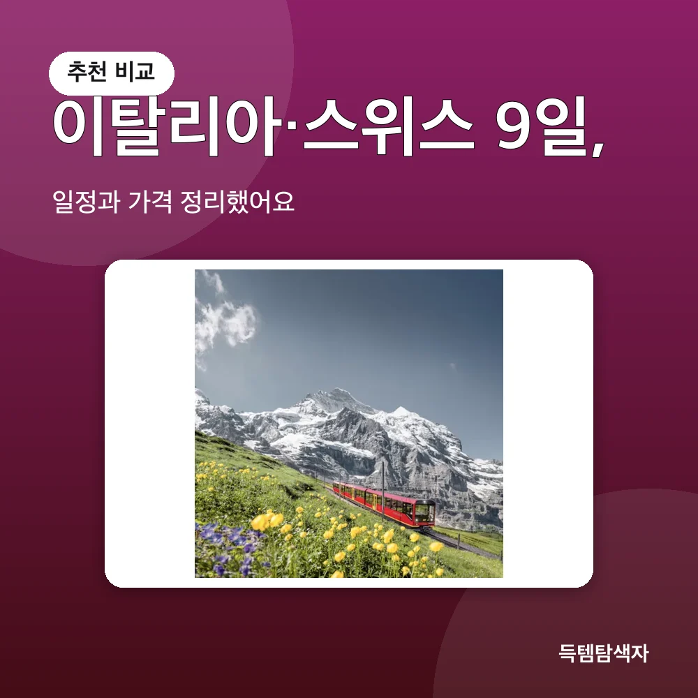 이탈리아&middot;스위스 9일, 추천 비교