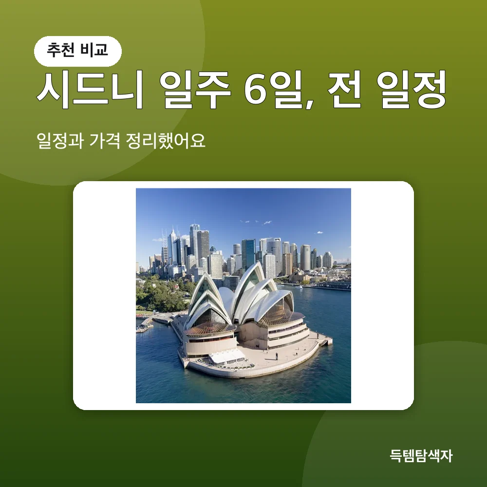 시드니 일주 6일, 전 일정 추천 비교