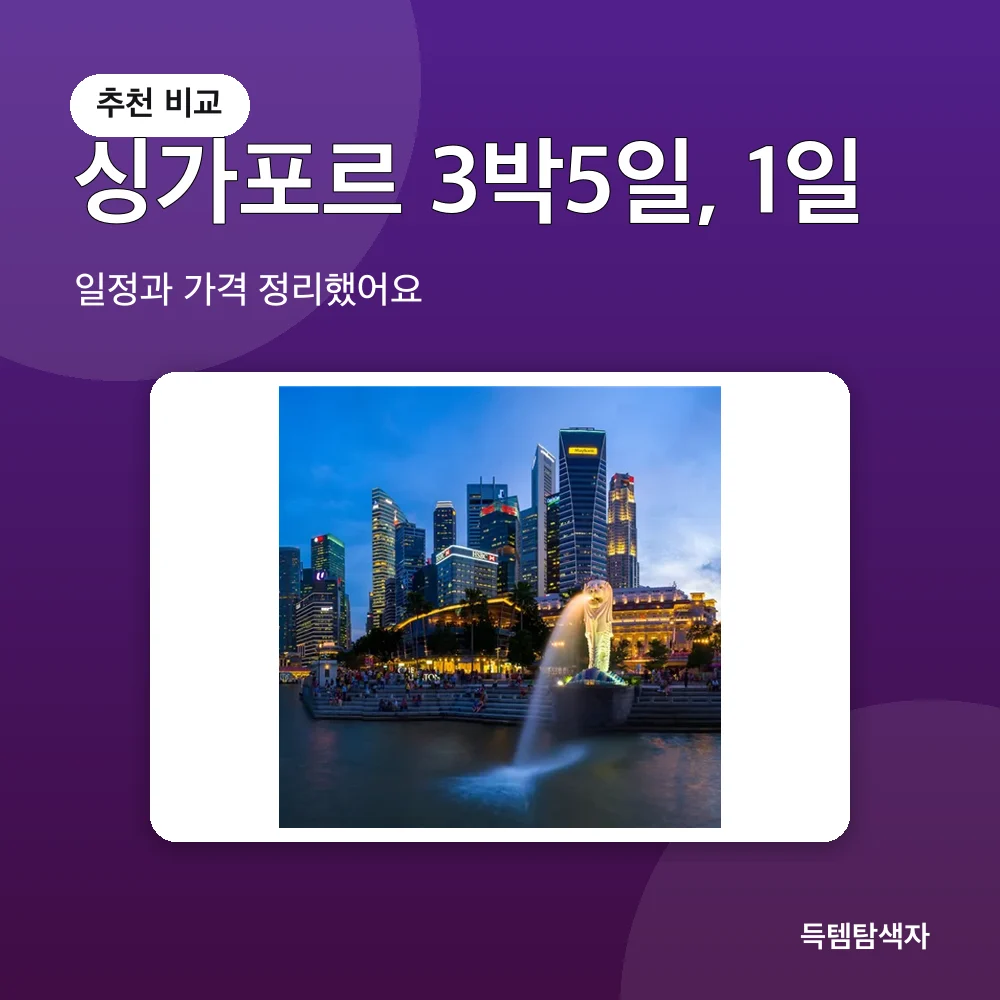 싱가포르 3박5일, 1일 추천 비교