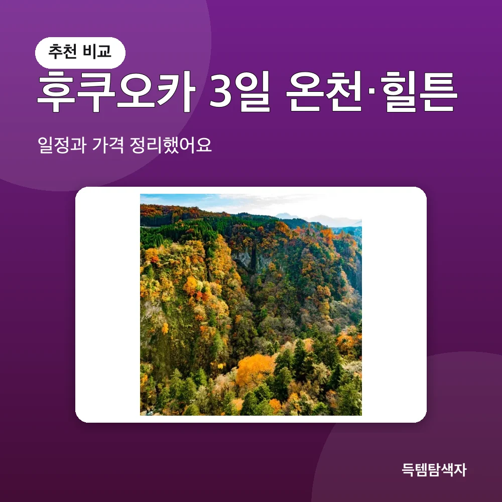후쿠오카 3일 온천&middot;힐튼 추천 비교