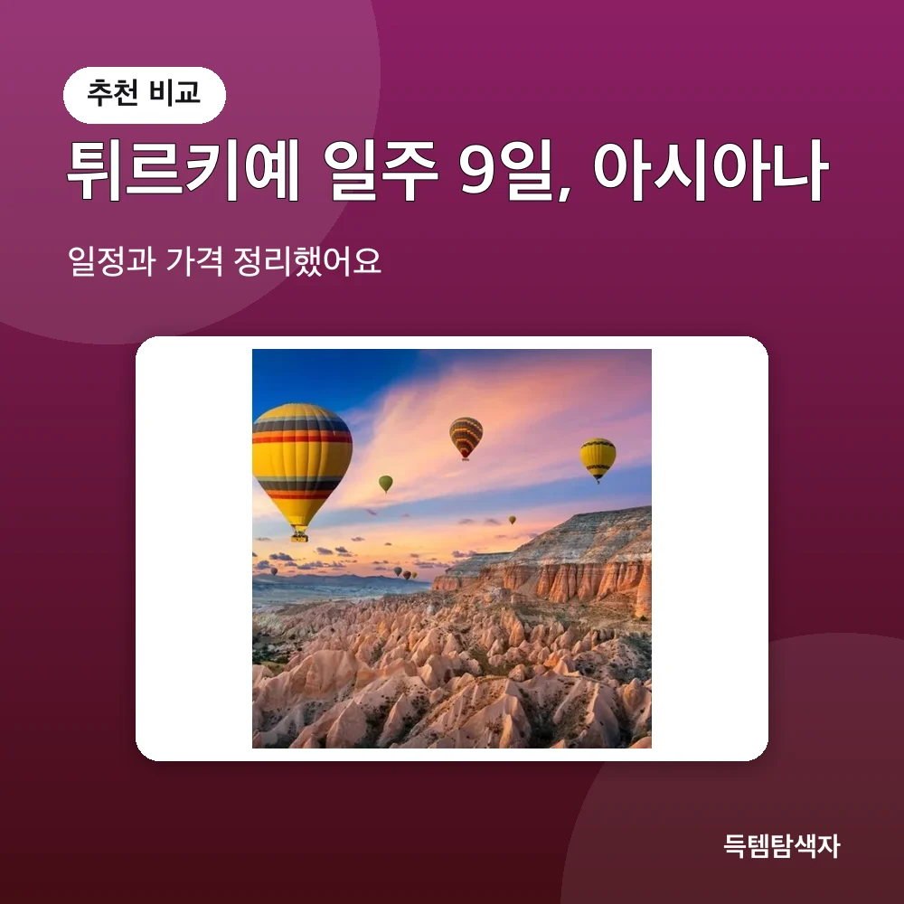 튀르키예 일주 9일, 아시아나 추천 비교