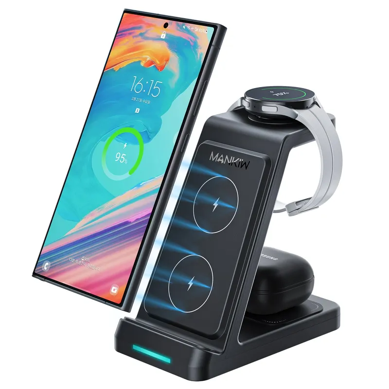 Mankiw맨큐 3in1 무선충전기 갤럭시워치 버즈 호환