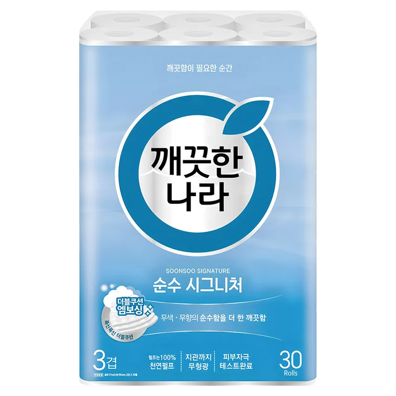 깨끗한나라 순수 시그니처 천연펄프 3겹 롤화장지