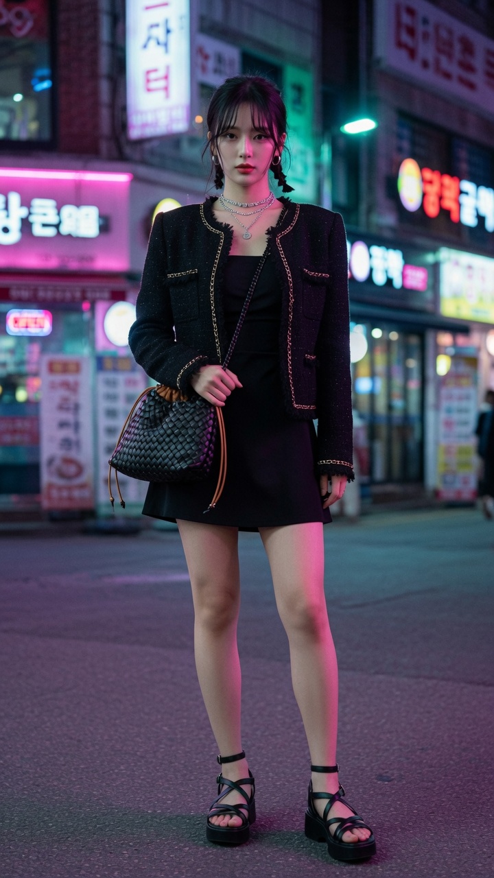 블랙에 트위드 하나