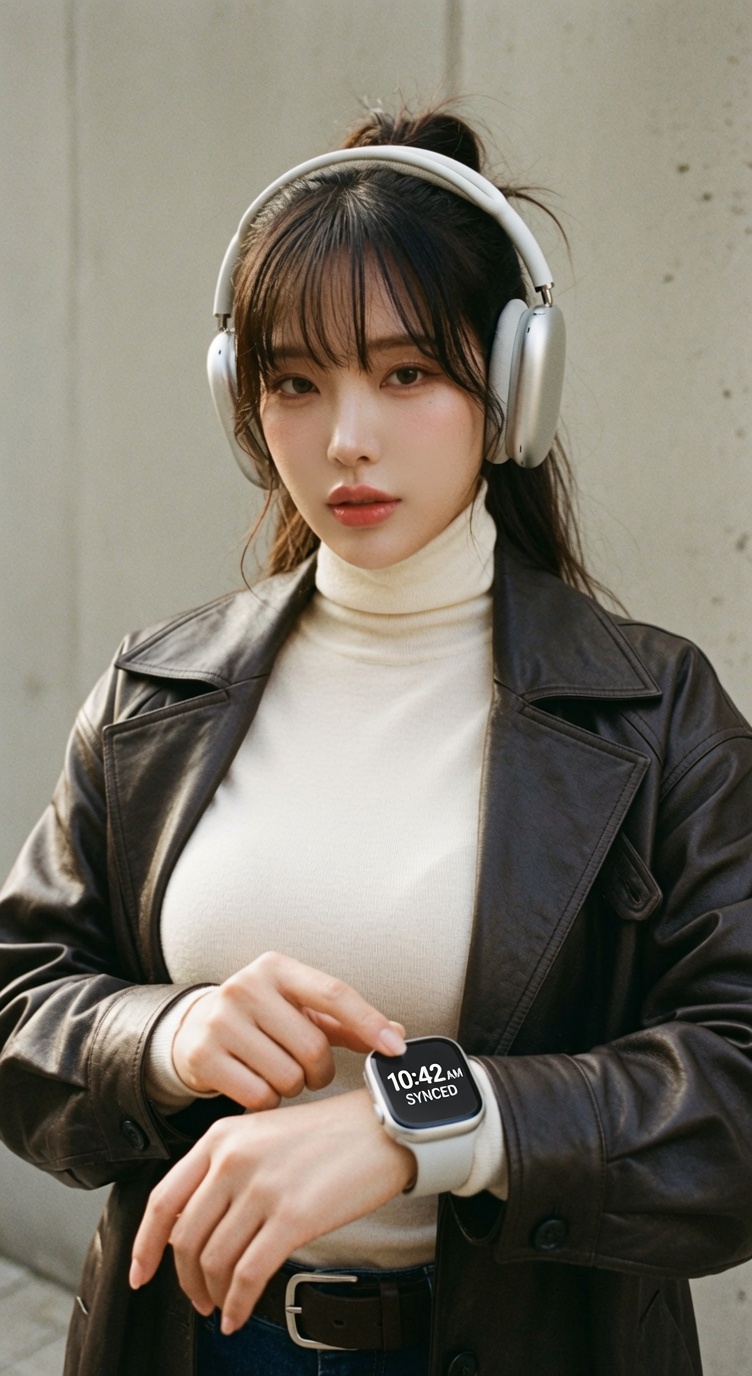 가죽 재킷에 헤드폰 하나 2