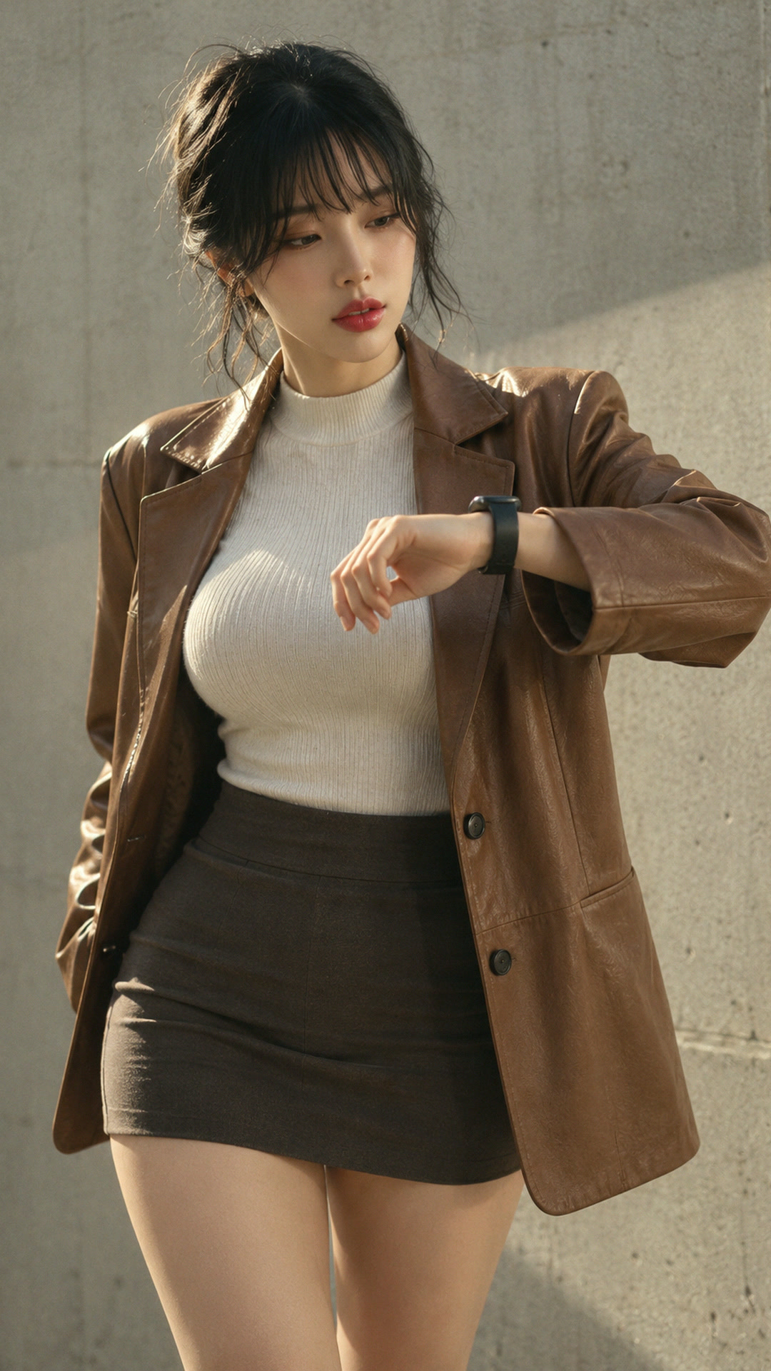 재킷 소매 밑에 젤리 하나