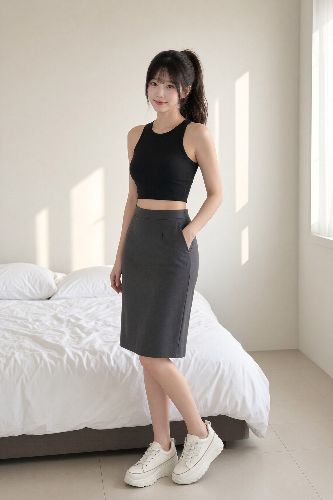 정장 치마에 운동화 1