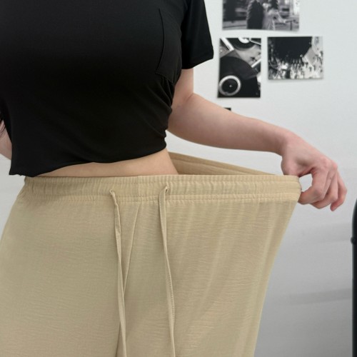 여름 시원한 찰랑 스판 와이드 냉장고 밴딩 팬츠