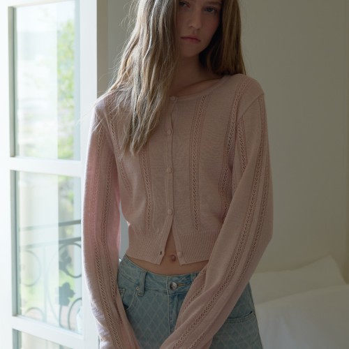 [엘씨브이] [2차] POINTELLE KNIT CARDIGAN_LIGHT PINK