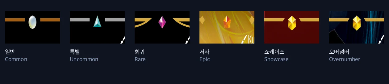 리프트바운드 등급은 카드 밑 보석으로 봅니다